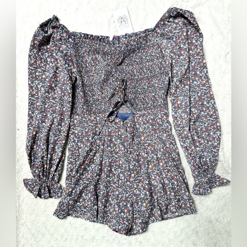 NWT- SHE + SKY Floral Smocked Women's Romper